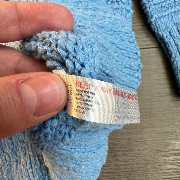 Free People Beach Periwinkle Blue Cotton Knit Oversized Boho Sweater Size L - Picture 3 of 5